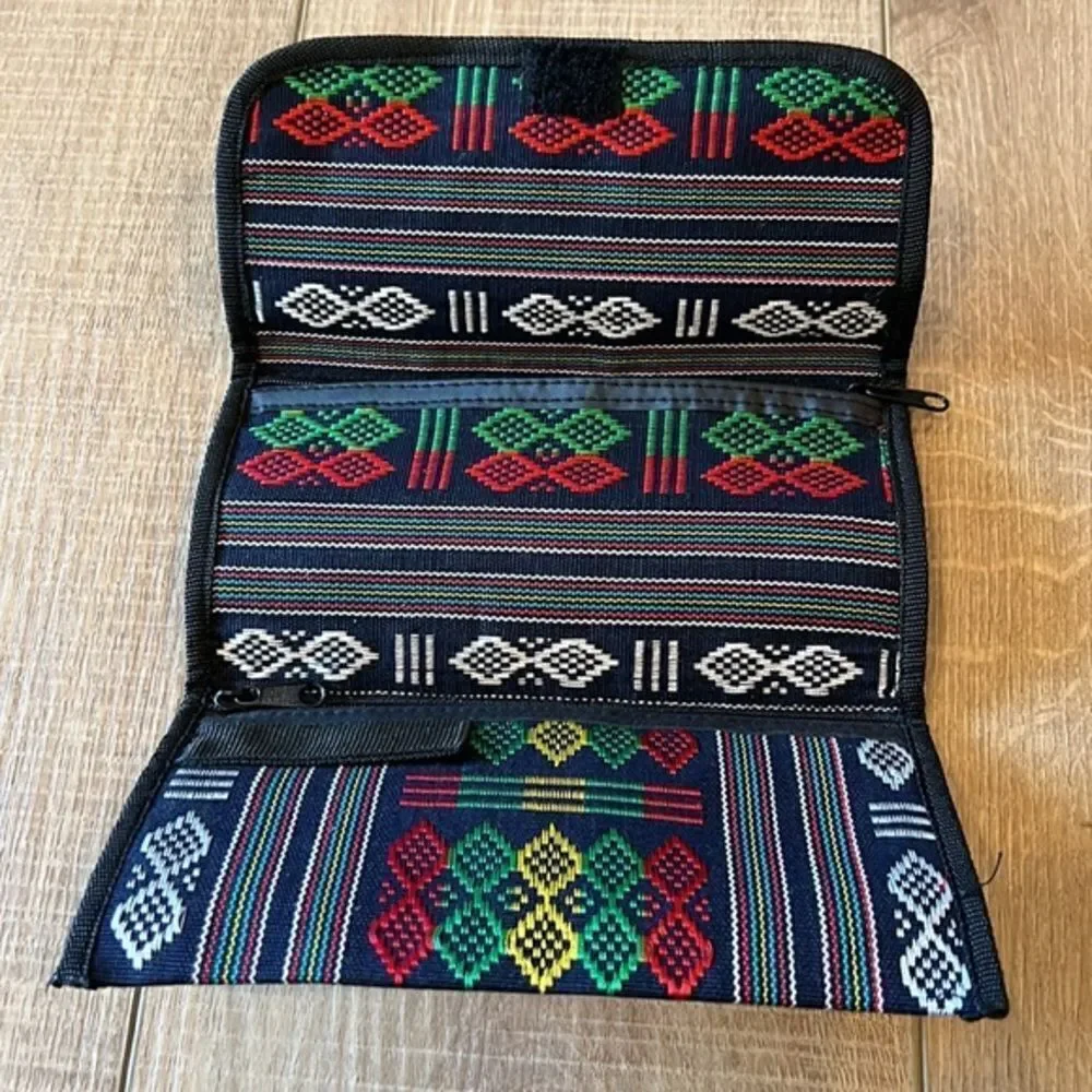 Large Black Velcro Rasta Fold Wallet Red, Gold, Black, Green